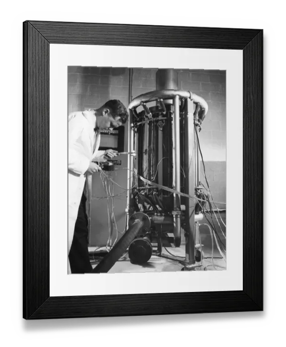 Framed Print : Man Takes Temperature Of Sub-Generator Framed Print : Man Takes Temperature Of Sub-Generator