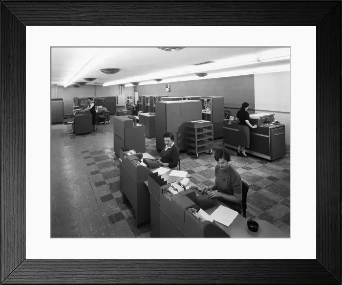 Framed Print : People Work With Giant Ibm Computer Syst Framed Print : People Work With Giant Ibm Computer Syst