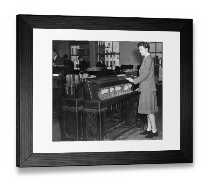 Framed Print : Woman Using Ibm Sorting Machine, 1940S Framed Print : Woman Using Ibm Sorting Machine, 1940S
