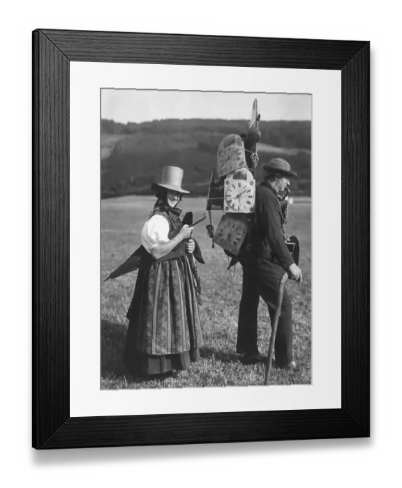 Framed Print : Clockmaker And Wife On Selling Trip Framed Print : Clockmaker And Wife On Selling Trip
