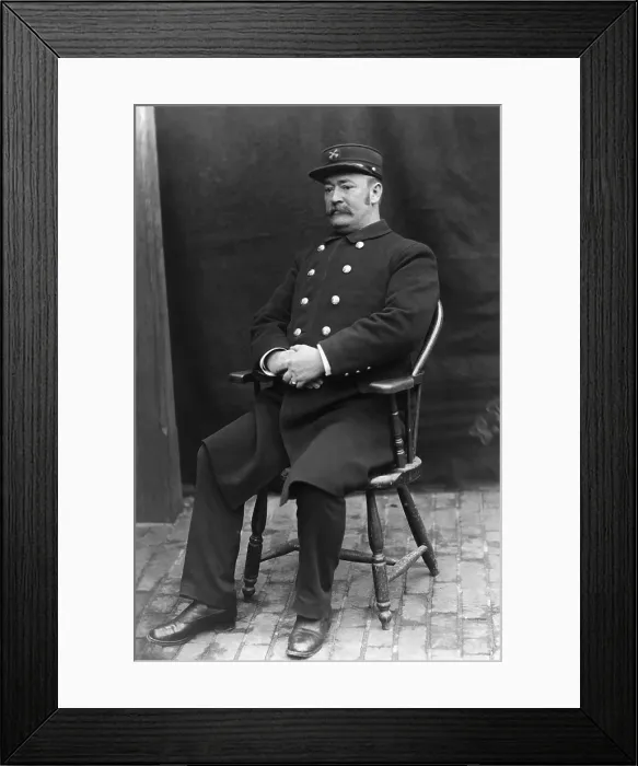 Framed Print : Full Length Fire Chief In Uniform Old Framed Print : Full Length Fire Chief In Uniform Old