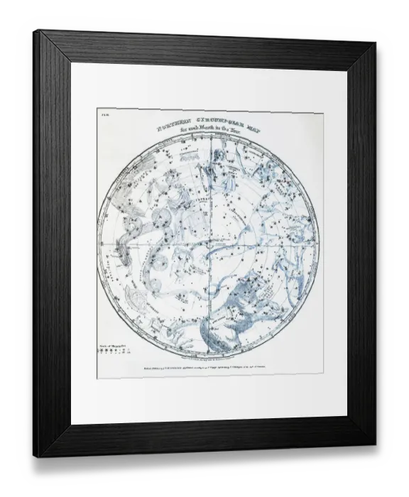 Framed Print : Circular Map Of The Sky, Constellations Framed Print : Circular Map Of The Sky, Constellations