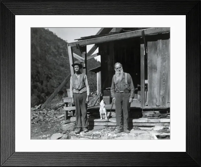 Framed Print : Two Prospectors Outside Of Their Shack Framed Print : Two Prospectors Outside Of Their Shack