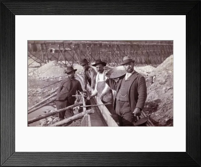 Framed Print : Workers Panning at a Long Tom Operation Framed Print : Workers Panning at a Long Tom Operation