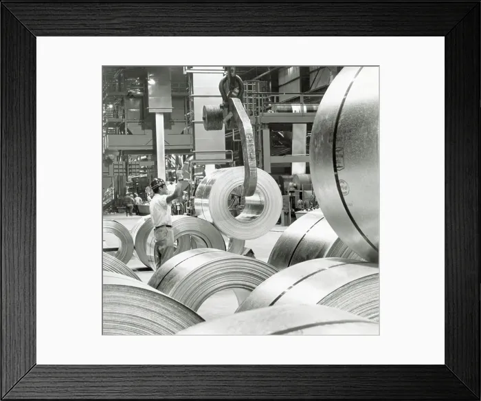Framed Print : Coil Of Steel Being Raised For Removal Framed Print : Coil Of Steel Being Raised For Removal