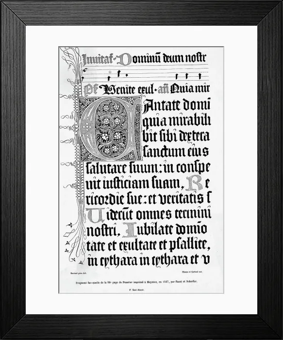 Framed Print : Page Of Psalm Book, With Decorative Type Framed Print : Page Of Psalm Book, With Decorative Type