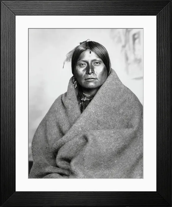 Framed Print : Comanche Man Wearing a Blanket Shawl