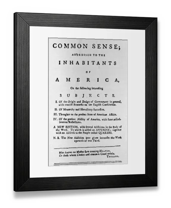 Framed Print : Title Page to Common Sense by Thomas Paine Framed Print : Title Page to Common Sense by Thomas Paine