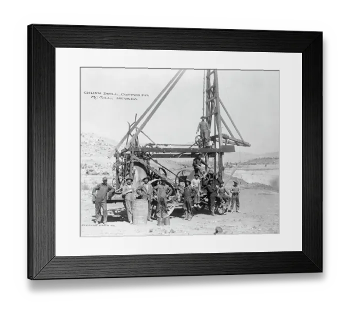Framed Print : Workers Near And On Drill In Nv Ca 1880 Framed Print : Workers Near And On Drill In Nv Ca 1880