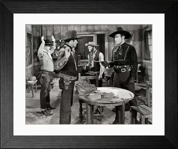 Framed Print : Two Outlaws, Two Cowboys; Held At Gunpoint