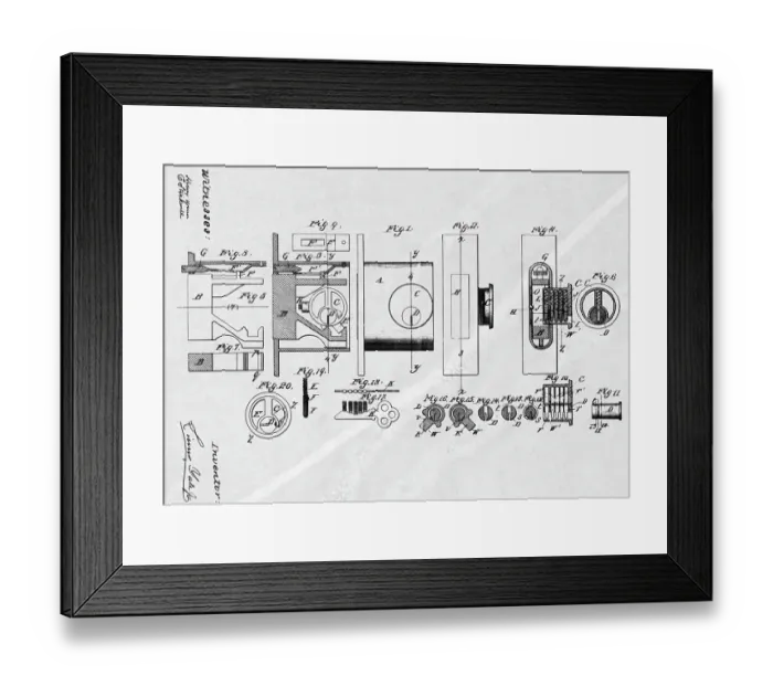 Framed Print : Diagram of a Lock Mechanism Framed Print : Diagram of a Lock Mechanism