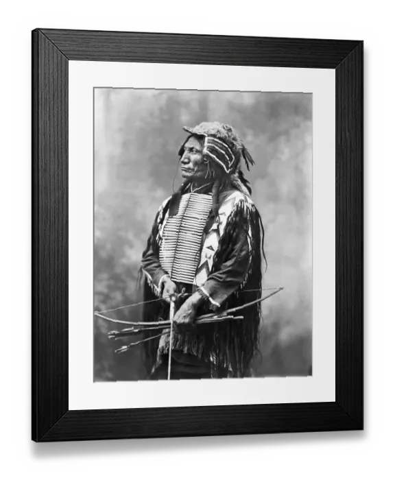 Framed Print : Indian Chief Broken Arm With Bow & Arrow
