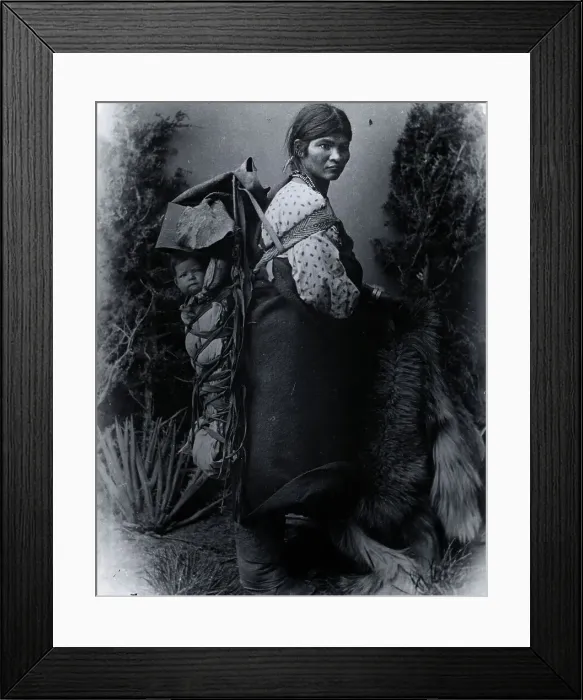 Framed Print : Navjo Woman Carrying Child On Back Framed Print : Navjo Woman Carrying Child On Back