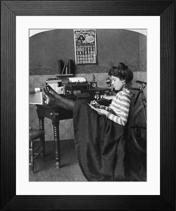 Framed Print : Worker Kicking Up Her Feet Framed Print : Worker Kicking Up Her Feet