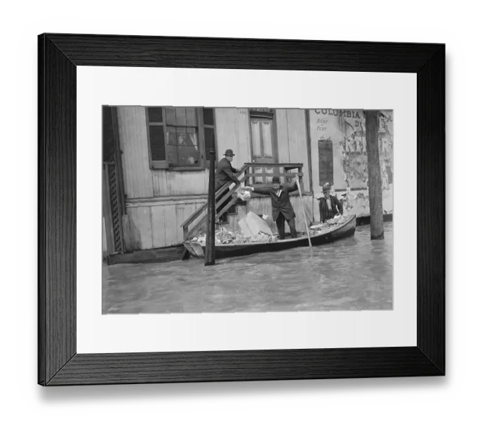 Framed Print : Cincinnati Flood. Food & Things In Boat Framed Print : Cincinnati Flood. Food & Things In Boat