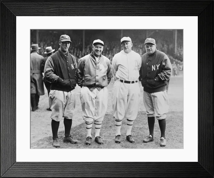 Framed Print : Baseball Greats Posing on Field Framed Print : Baseball Greats Posing on Field