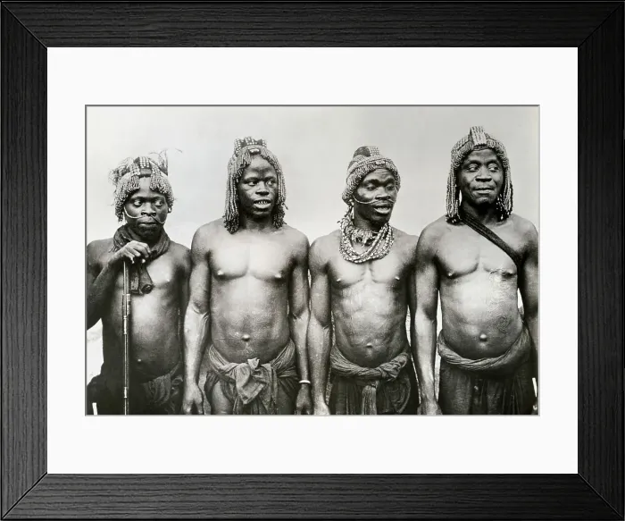 Framed Print : African Men W / Hair Beads & Scarification Framed Print : African Men W / Hair Beads & Scarification