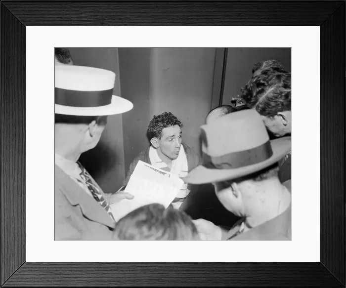 Framed Print : Wille Pep Greets Reporters In Locker Roo Framed Print : Wille Pep Greets Reporters In Locker Roo