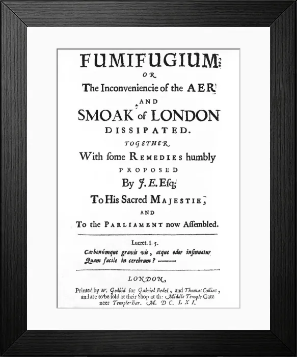 Framed Print : Title Page of Fumifugium by John Evelyn Framed Print : Title Page of Fumifugium by John Evelyn