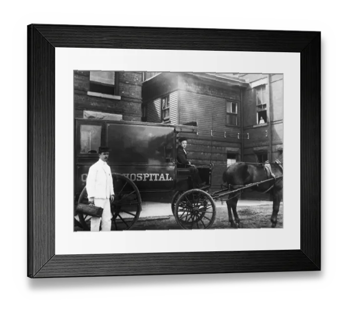 Framed Print : Horse-Drawn Ambulance Framed Print : Horse-Drawn Ambulance