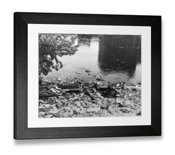 Framed Print : Passaic River W / Debris On Its Bank;Pollu Framed Print : Passaic River W / Debris On Its Bank;Pollu