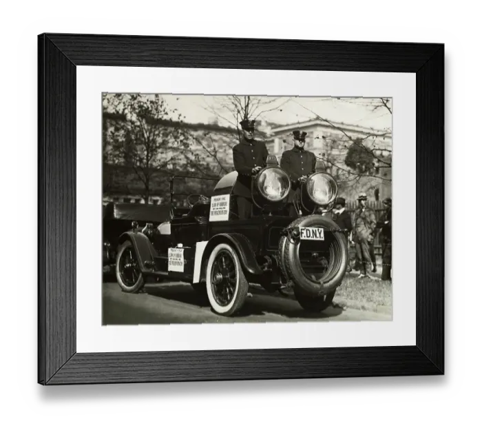 Framed Print : 2Men On Firecar W / Searchlights Parade Framed Print : 2Men On Firecar W / Searchlights Parade