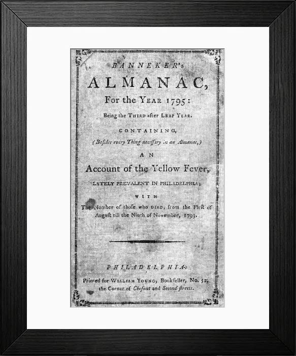 Framed Print : Banneker'S Almanac Frontispiece 1795