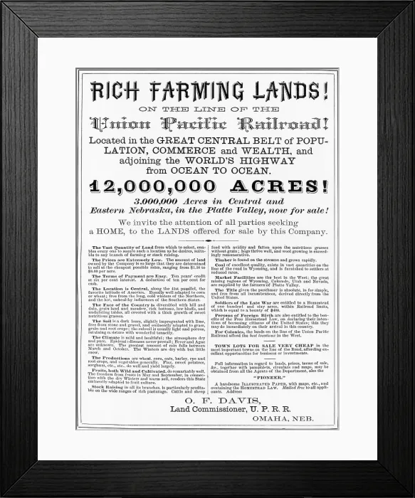 Framed Print : Poster Advertising Land On Union Pacific Framed Print : Poster Advertising Land On Union Pacific
