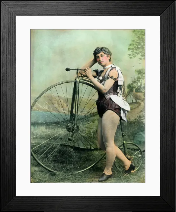 Framed Print : Female Circus Performer With Bicycle Framed Print : Female Circus Performer With Bicycle