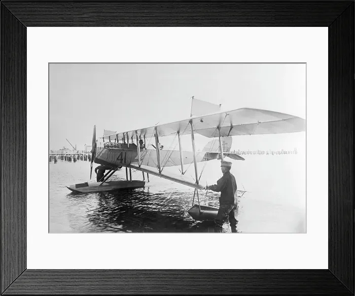 Framed Print : Men Standing In Water W / Early Seaplane Framed Print : Men Standing In Water W / Early Seaplane
