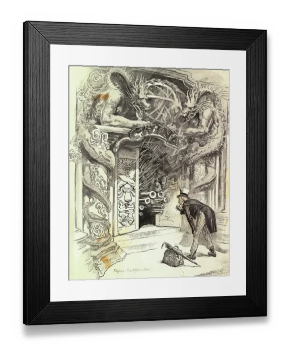 Framed Print : Political Cartoon Of Open Door In China Framed Print : Political Cartoon Of Open Door In China