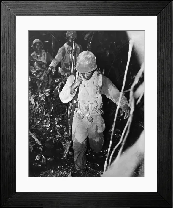 Framed Print : Black Troops Land In Jungle, Walk Thru Framed Print : Black Troops Land In Jungle, Walk Thru