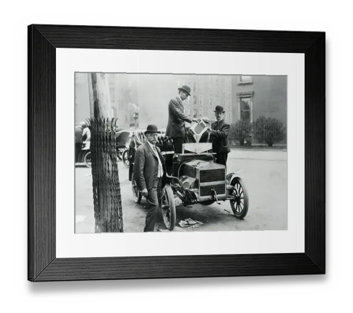 Framed Print : Men Fueling Car With Man In Foreground Framed Print : Men Fueling Car With Man In Foreground