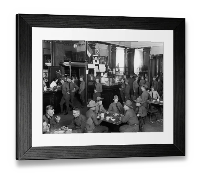 Framed Print : Wwi Soldiers Having Coffee In Ymca Bar Framed Print : Wwi Soldiers Having Coffee In Ymca Bar