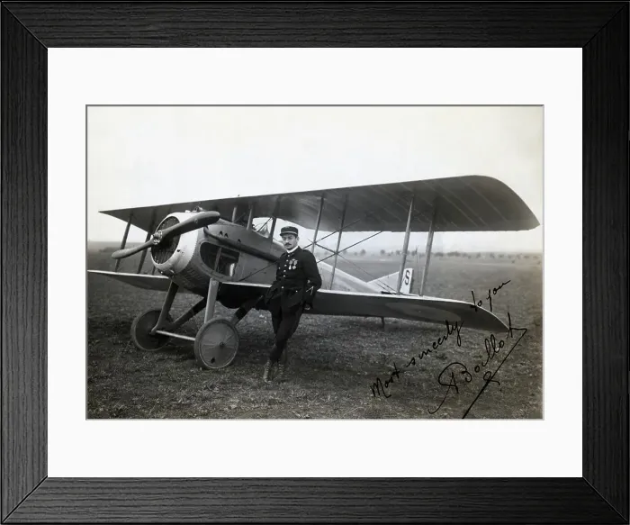 Framed Print : French Pilot Standing Beside Biplane Framed Print : French Pilot Standing Beside Biplane