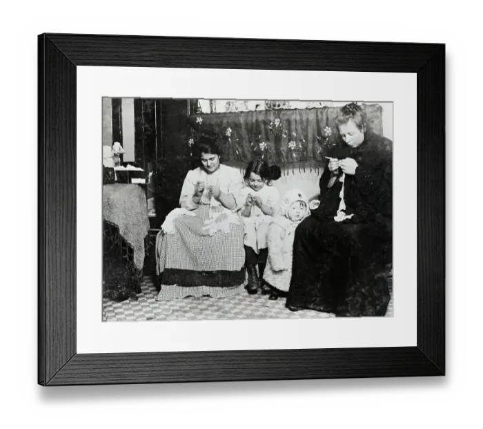Framed Print : Women, Children Do Needlepoint Framed Print : Women, Children Do Needlepoint