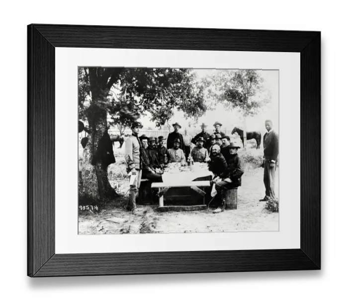 Framed Print : Rough Riders Eating, Roosevelt in Back