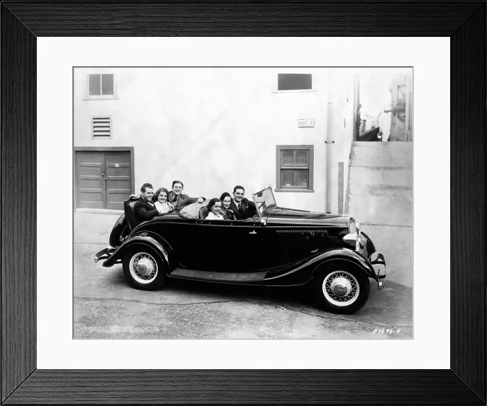 Framed Print : Six People Seated In Ford Convertible Framed Print : Six People Seated In Ford Convertible