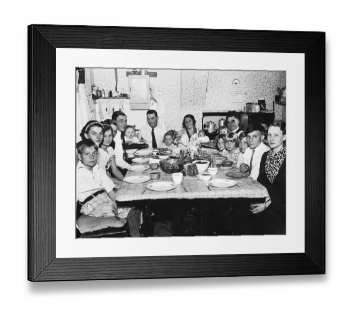 Framed Print : Family Seated At Dinner Table Framed Print : Family Seated At Dinner Table