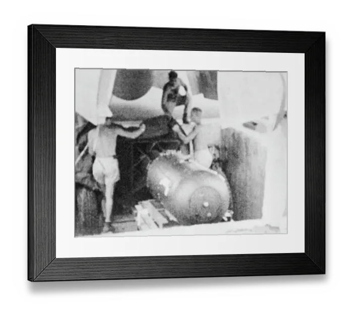 Framed Print : Men Around Bomb That Dropped On Hiroshim Framed Print : Men Around Bomb That Dropped On Hiroshim