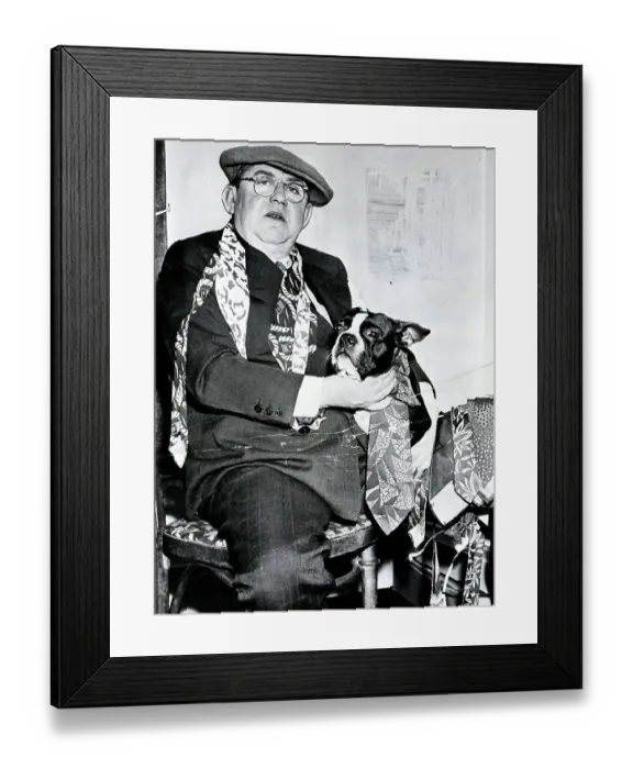 Framed Print : Man Trying Ties On Dog Framed Print : Man Trying Ties On Dog