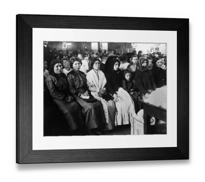 Framed Print : Women Siting Apprehensively;Ellis Island Framed Print : Women Siting Apprehensively;Ellis Island