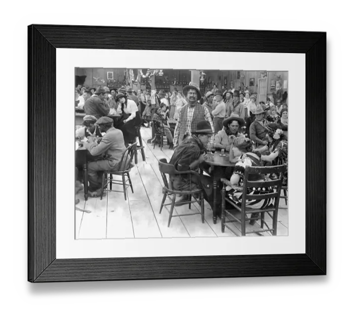 Framed Print : Saloon With Cowboys And Girls Drinking Framed Print : Saloon With Cowboys And Girls Drinking