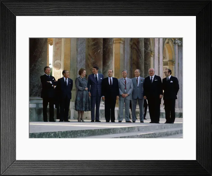 Framed Print : Ronald Reagan Posing with other Leaders Framed Print : Ronald Reagan Posing with other Leaders