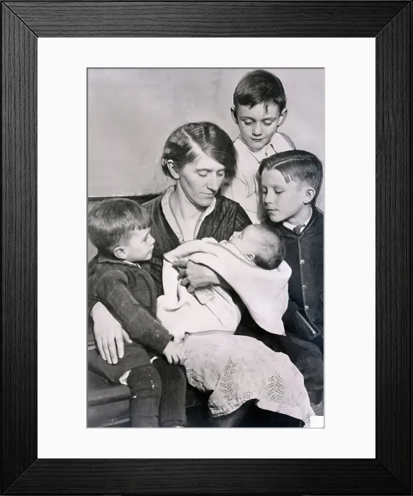 Framed Print : Woman Surrounded by her Children Framed Print : Woman Surrounded by her Children