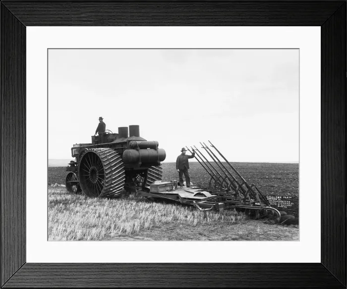 Framed Print : Early Tractor Pulling Plow Framed Print : Early Tractor Pulling Plow