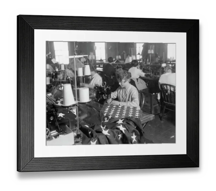 Framed Print : Women Manufacturing American Flags Framed Print : Women Manufacturing American Flags