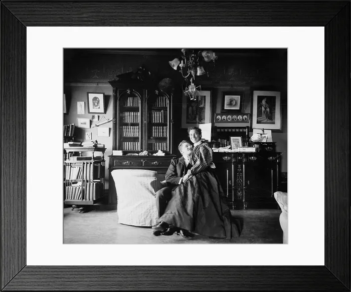 Framed Print : Young Victorian Couple She On His Lap Framed Print : Young Victorian Couple She On His Lap