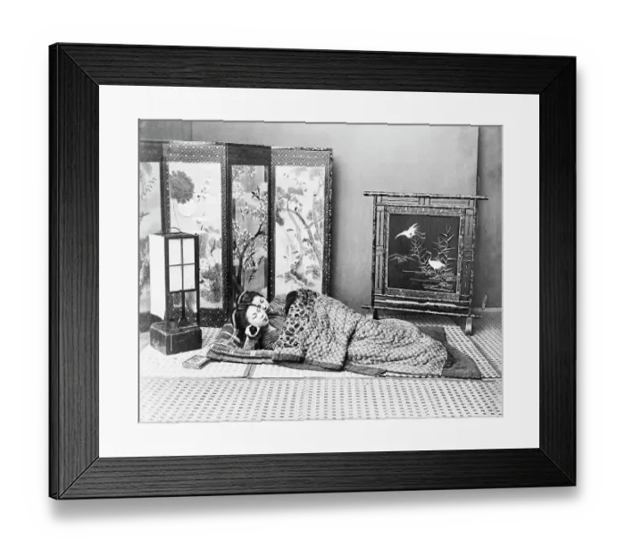 Framed Print : Two Girls Sleeping In Japanese Setting Framed Print : Two Girls Sleeping In Japanese Setting