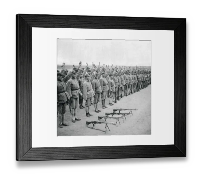 Framed Print : Chinese Soldiers with Arms Raised Framed Print : Chinese Soldiers with Arms Raised